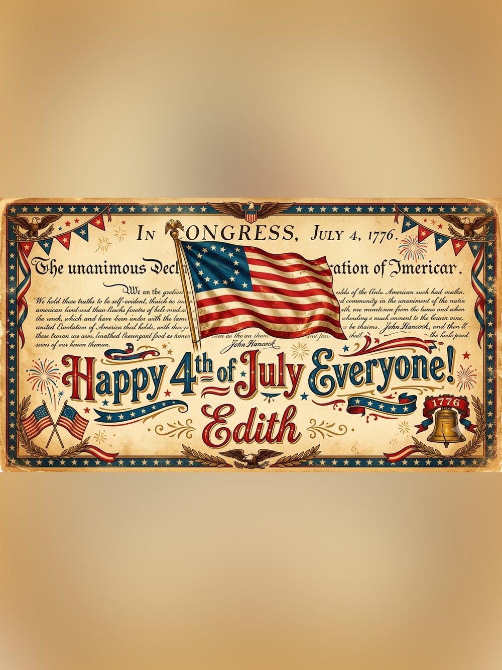 Happy 4th of July Everyone! Enjoy your time with family and friends !Edith